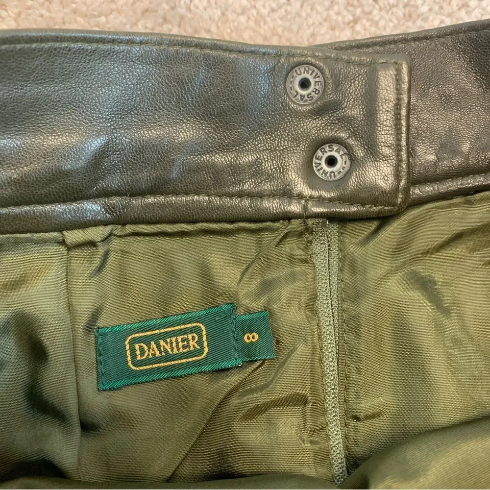 DANIER vintage dark forest green leather pencil skirt Sz 8
